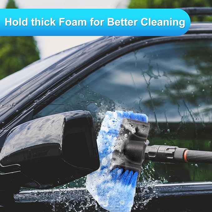 Vesici Car Wash Brush Head with Soft Detailing Bristle Flow Thru Car Cleaning Brush Exterior Car Wash Equipment for Auto Truck RV Boat Camper Washing, 10 Inch(Red, Blue,2 Pcs)