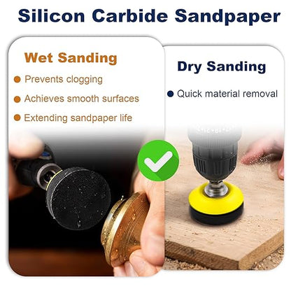 189 Pieces 2 Inch Sanding Discs, GOH DODD Hook and Loop Sanding Pads 60 to 10000 Grit Wet Dry Sandpaper with 1/8" 1/4” Shank, Backing Pad, Polishing Pads and Interface Pad for Auto Metal Resin Wood