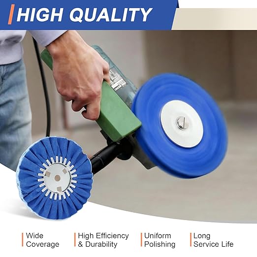 8" White Airway Buffing Wheel,5/8'' Arbor Hole,16 Plys/Fine Polishing for Angle Grinder,2PCS