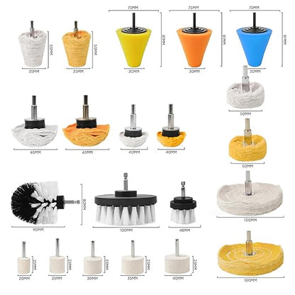 Unicaravan Aluminum Wheel Polishing Kit for Drill Buffing Wheel for Car Motorcycle Wheel Rim Manifold Polishing for Stainless Steel Chrome Wood Plastic Ceramic Glass Woods Machine Jewelry etc 21PCS
