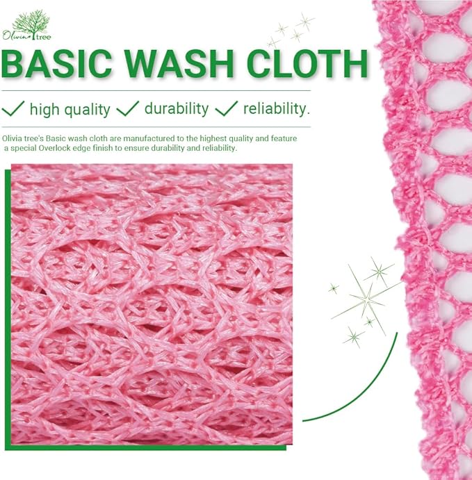 Basic Dish Wash Net (10Pcs) - All Purpose, Non-Scratch, Heavy Duty Dish Scrubbers for Cleaning Dishes, Pots and Pans Color Pink (Pink 10 Pcs)
