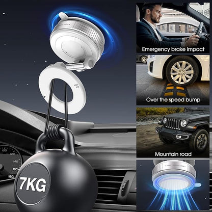 Jikasho Vacuum Magnetic Suction Phone Holder, Foldable and Retractable Hands-Free Suction Cup Phone Mount for Car/Gym/Mirror/Smooth Surface, Compatible with iPhone Android and All Smartphones (White)