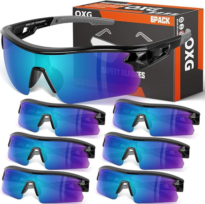 OXG 6 Pack Safety Glasses for Men Women, ANSI Z87.1 Work Glasses Anti Scratch Protective Eyewear with UV400 Protection