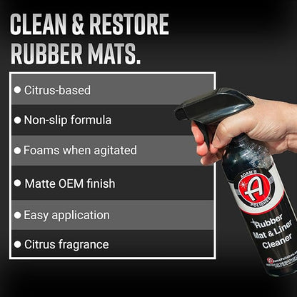 Adam's Polishes Rubber Mat & Liner Cleaner 2-Pack Protectant & Rubber Floor Mat Cleaning Solution for Car Detailing, Deep Cleans & Restores Mats, Truck Bed Cargo Liners