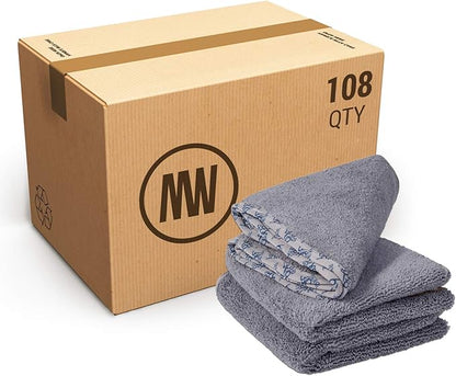 Detail Microfiber Car Towels Bulk (16"x 24") | 400 GSM | 80/20 Blend | Tagless | Soft Satin Piped Edges | All-Purpose Auto Detailing - Wax, Buff, Polish, Wash, Dry | Case of 108 (Gray)