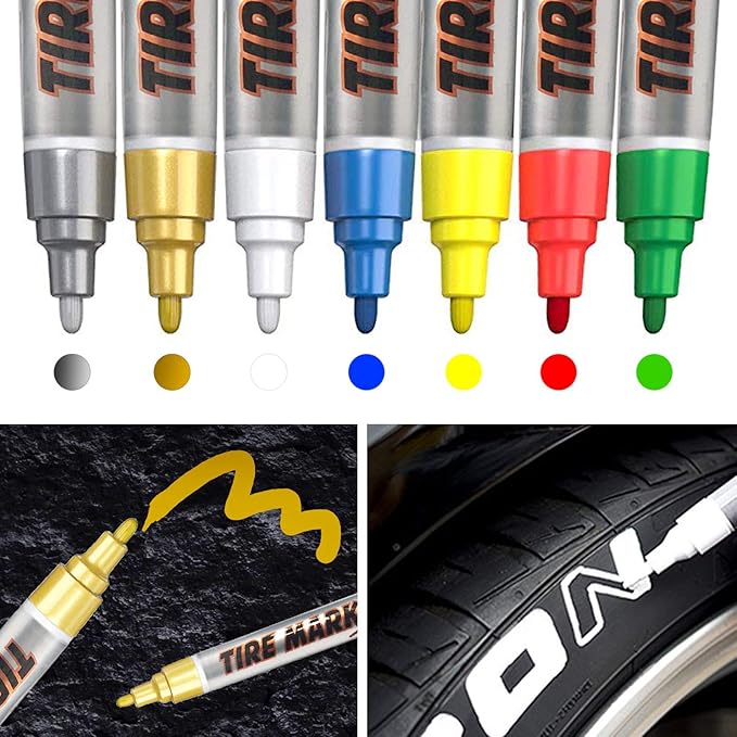 MC MOTOPARTS Permanent Color Tire Pen Marker Lettering Paint Drawing Tool Automotive Motorcycle Care 1 piece (Gold)