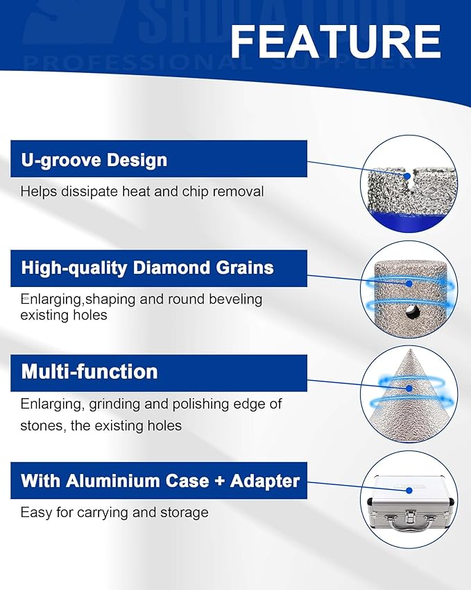 SHDIATOOL Tile Diamond Drill Bits Set,Porcelain Hole Saw, Cutter for Marble Ceramic Granite 6pieces(20/25/35/50/20MM/2 inch)