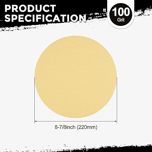 Kozelo 10 Pcs Sanding Discs 8-7/8 Inch 100 Grit Hook and Loop Random Orbital Sandpapers Suitable for Drywall Sander Wood Metal Furniture, Yellow