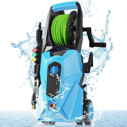 Pressure Washer 5000 PSI,2.8 GPM Power Washer with Foam Cannon,Portable Cleaner with 33ft Hose Reel,4 Nozzle Tips,and Soap Bottle for Cars/Home/Driveways/Patios/Decks/Fences(Light Green)