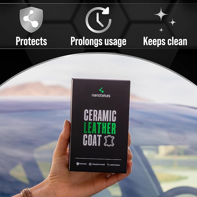 Nanotekas Premium Ceramic Leather Coating – Professional Leather Shield & Protector for Car Seats, Tesla Vegan Leather, Interior, Furniture, Shoes – Nano Technology Long-Lasting Leather Care