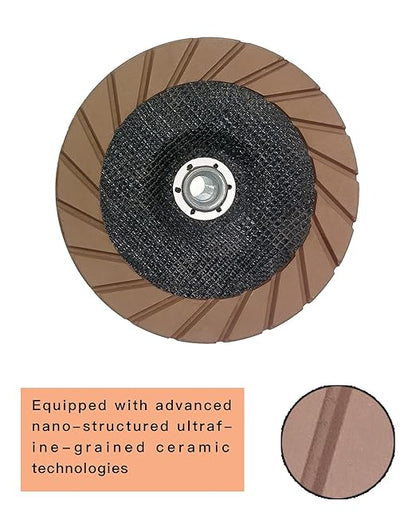 Concrete Grinding Wheel 5" Ceramic Diamond Cup Wheel for Floor Surface, 30# Dry Edge Polishing Discs Fits Angle Grinder, 5/8"-11