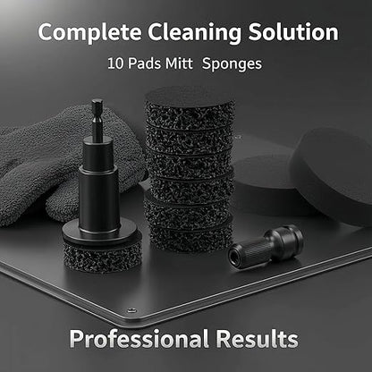 Wheel Hub Resurfacing Kit with 10 Grinding Pads, 1 Car Wash Mitt & 2 Polishing Sponges for Automotive Maintenance, Quick Rust Removal for Lug Studs and Rotors, Fits 1/2” Wrenches or Electric Drill