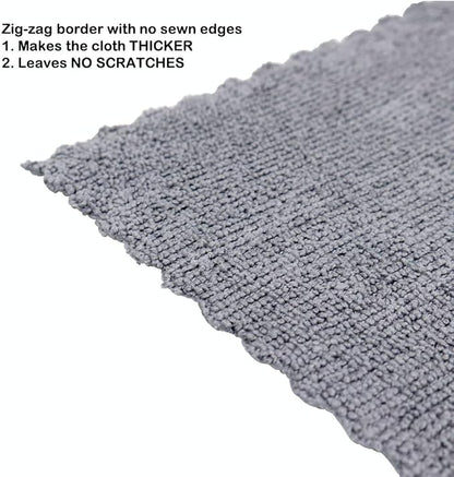 Arkwright SmartEdge Microfiber Cleaning Cloths - (Pack of 12) Thick Edge Less Dish Drying Towel for Car, Polishing, Washing, and Auto Detailing, 16 x 16 in, Grey