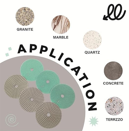 ComeFloor 4 Inch Wet/Dry Diamond Polishing Pads for Granite Marble Concrete Hook and Loop Stone Polishing Pads Step-3 Bundle 3 PCS