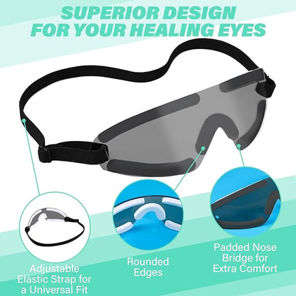 Kingdder Eye Shield Grey Eye Shield for Sleeping Protective Goggles with Adjustable Strap and Soft Padding, Sensitivity of The Eyes to Light, Storage Bag(1pcs)