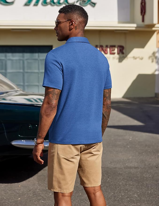 COOFANDY Mens Polo Shirts Short Sleeve Casual Summer Polo Tee Classic Collared Golf Stylish Tops