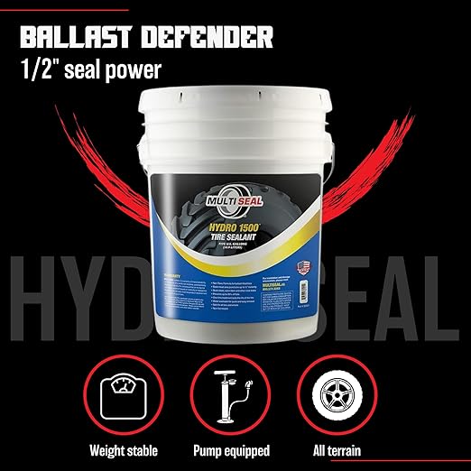 MULTI SEAL HYDRO 1500 Propylene Glycol Based Formula - Liquid Ballast-Filled Tire Sealant for Flat and Puncture Prevention, 5-Gallon Pail with Pump