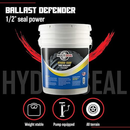 MULTI SEAL HYDRO 1500 Propylene Glycol Based Formula - Liquid Ballast-Filled Tire Sealant for Flat and Puncture Prevention, 5-Gallon Pail with Pump