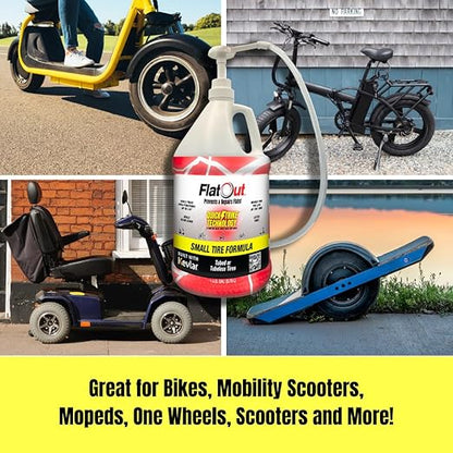 QuickStrike Tire Sealant - Small Tire/Bicycle Formula - New Formula - Prevents Flat Tires - Seals Leaks - Contains Kevlar - Tubeless Tire Sealant - 1 Gallon + Tool