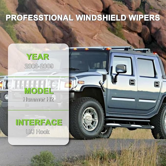 PARRATI® Windshield Wipers for Hummer H2 2003-2009,16"+16" Front and 10" Rear,OEM Replacement Wiper Blades,Quiet & Streak-Free(Set of 3)