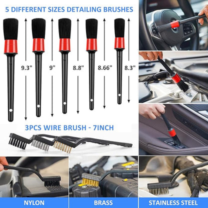 AUTODECO 44Pcs Car Wash Detailing Kit Cleaning Kits with Foam Gun Sprayer Wash Mop with Long Handle Collapsible Bucket Large Wash Mitt Towels Complete Interior Exterior Car Washing Supply Set Blue