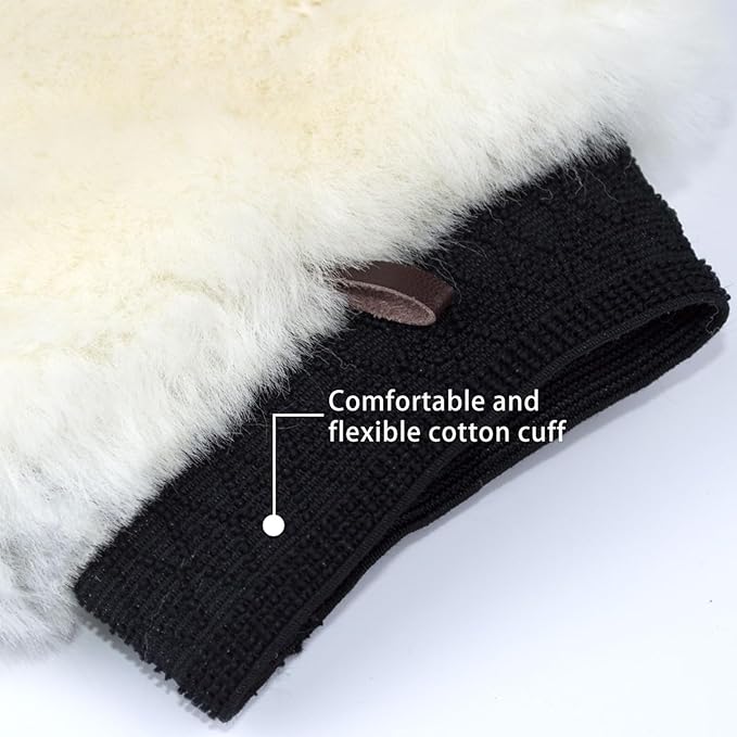 Gracefur Ultra-Soft Car Wash Mitt Double-Sided Sheepskin Wash Mitt, Scratch-Free Detailing Lambswool Extra Large Size Cleaning Gloves for Cars (No Fingers, White)