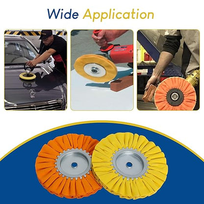 Ketofa 8'' Airway Buffing Wheel Kit, 9 Pcs Aluminum Wheel Polishing Kit in Diameter 5/8 inch Arbor Hole, Polishing Compound, Safety Flange, Metal Polishing Wheel for Angle Grinder Mirror Finish