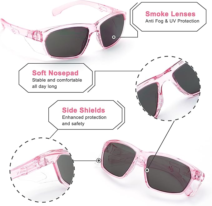 ProtectX Classic Safety Glasses, Anti-Fog Scratch Resistant Lenses, Protective Eyewear for Work, Indoor/Outdoor, ANSI Z87.1