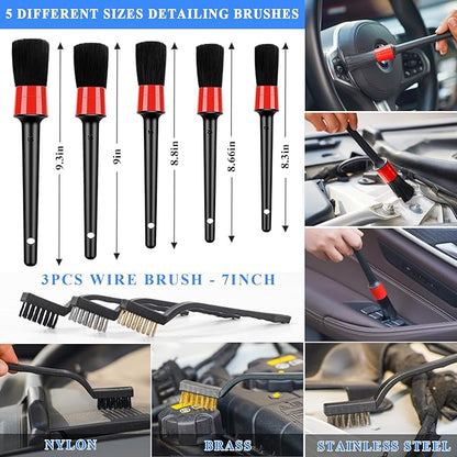AUTODECO 31Pcs Car Detailing Brush Set, Car Detailing Kit, Auto Detailing Drill Brush Set, Car Detailing Brushes, Car Wash Cleaning Tools Kit for Interior, Exterior, Wheels, Blue