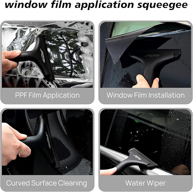 NEWISHTOOL Small Squeegee for Car Windshield, Windows, Side Mirrors, Glass Door Water Removal, Silicone Blade Squeegee for Shower Door, Glass Mirror, Tile Wall Cleaning, Auto Water Blade Wiper, 2 Pack