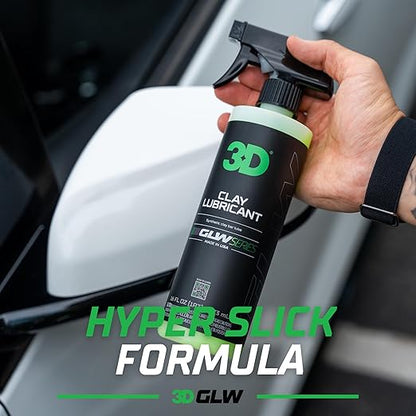3D Clay Lubricant GLW Series | DIY Car Detailing | Hyper Slick Lubrication for Clay Bars | Eliminates Contaminants from Paint | Ultra Surface Protection | Decontamination Formula | Easy to Use | 16oz