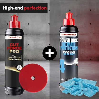 menzerna Cut Force Pro Car Polish 8 oz I Premium Polish with Heavy Cut and high Gloss Finish I Buffing & Polishing Compound for Car Maintenance I for Scratches & Sanding Marks I Car Body Repair