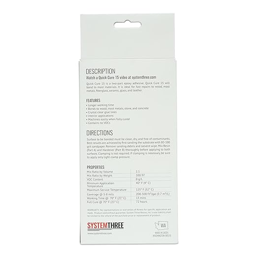 System Three Quick Cure 15 Epoxy Adhesive, 1 Pt Bottle Kit, Amber
