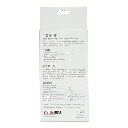 System Three Quick Cure 15 Epoxy Adhesive, 1 Pt Bottle Kit, Amber