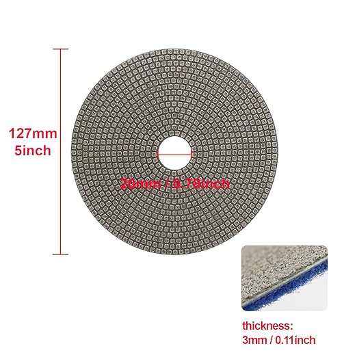 HOMESOM 5 Inch Electroplated Diamond Polishing Pads for Stone Ceramic Metals Granite Marble Grinding for Sander Grinder(Grit 200-1pc)