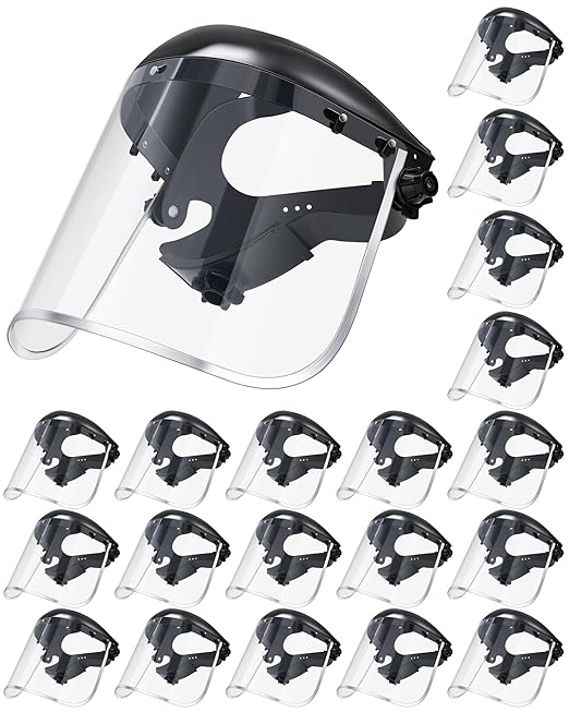 Copkim 24 Pack Safety Face Mask Shield for Grinding Clear Full Face Impact Resistant Safety PET Full Impact Resistant Mask Shield for Work Construction Cutting (PET Black)