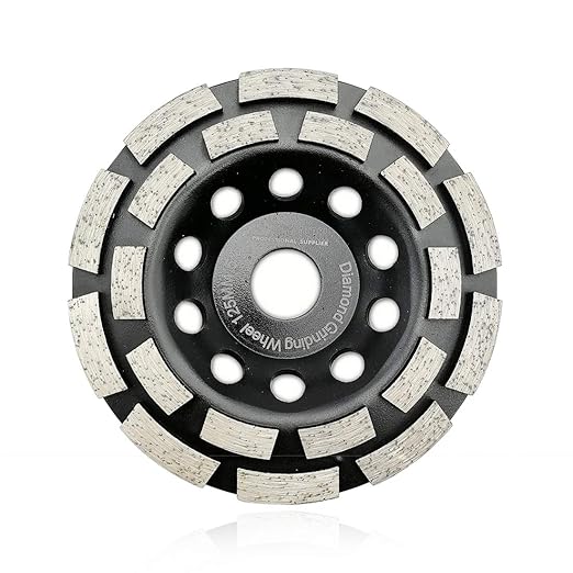 SHDIATOOL 5-Inch Diamond Grinding Cup Wheel Double Row Grinding Disc for Concrete Granite Marble Masonry Brick Fits 7/8 Inch -5/8 Inch Arbor