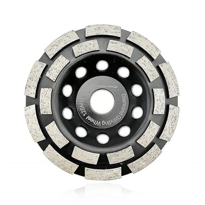 SHDIATOOL 5-Inch Diamond Grinding Cup Wheel Double Row Grinding Disc for Concrete Granite Marble Masonry Brick Fits 7/8 Inch -5/8 Inch Arbor