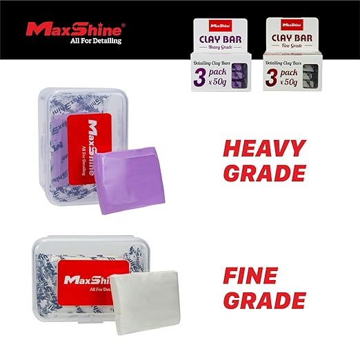 Maxshine 3-Pack Magic Clay Bar (50g Each) – Fine Grade Clay for Car Detailing – Removes Surface Contaminants from Paint, Glass, Plastic & Metal – Reusable Clay for Auto & Boat Detailing