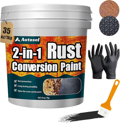 2-in-1 Rust Converter & Metal Primer, Stops Rust,Rust Inhibitor Paint for Metal, Rust Conversion Paint, Heat-Resistant Anti Rust Coating for Car, Marine, Industrial, Chassis, Long-Lasting (34.9 oz)