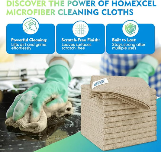 HOMEXCEL Brown Microfiber Cleaning Cloth 6 Pack 12.5 x 12.5 inch Microfiber Towels for Cars Ultra Absorbent Car Washing Cloth Lint Free Streak Free Cleaning Rags for Car, Kitchen Window
