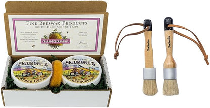 Skidmore's Biker Edition Leather Care Gift Set and Featherline Detail Applicator Brushes