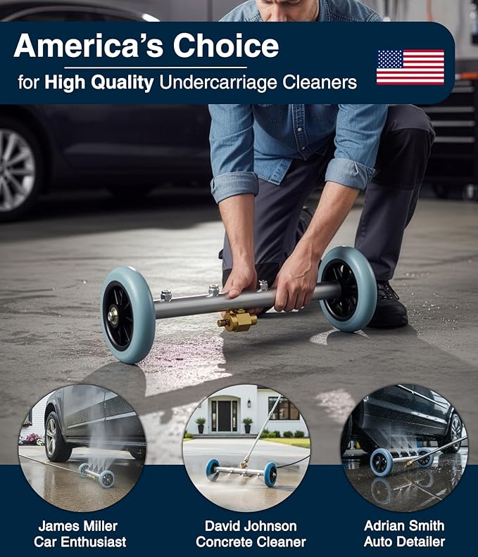 Pressure Washer Undercarriage Cleaner, 16 Inch, Professional-Grade, Power Wash Water Broom, Heavy Duty Sprayer for Under Car Clean, 1500-4000 PSI, Mud Salt Grime Dirt Cleaning, 3 Wands Attachment