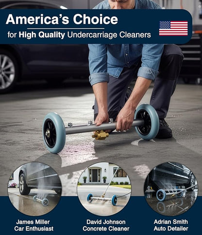 Pressure Washer Undercarriage Cleaner, 16 Inch, Professional-Grade, Power Wash Water Broom, Heavy Duty Sprayer for Under Car Clean, 1500-4000 PSI, Mud Salt Grime Dirt Cleaning, 3 Wands Attachment