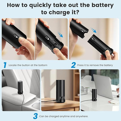 Tkkich Cordless Car Vacuum Cleaner with Removable Battery as 35W Power Bank, 6-in-1 Handheld Vacuum Blower Set,18000PA Mini Vacuum Cleaner 6000mAH with Brushless Motor for Car Home Pet Cleaning