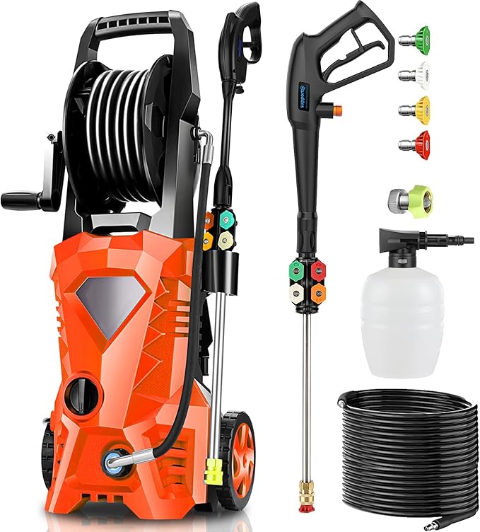Pressure Washer 5000PSI Power Washers Powered with 33ft Hose, 4 Nozzle and Foam Cannon, Powerwashers Cleaner Machine for Home, Cars, Orange