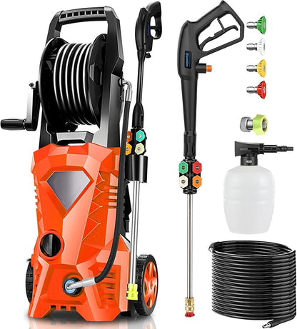 Pressure Washer 5000PSI Power Washers Powered with 33ft Hose, 4 Nozzle and Foam Cannon, Powerwashers Cleaner Machine for Home, Cars, Orange
