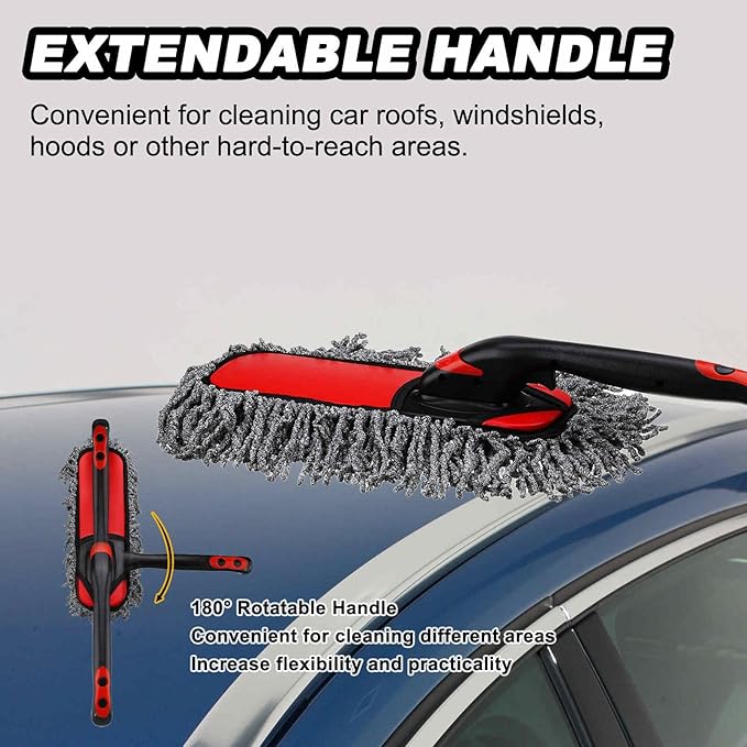 HARFINGTON Car Duster Brush Exterior Scratch Free Car Cleaning Brush High-Density Soft Auto Detailing Tool with Extendable Handle for Cars SUV Trucks Motorcycle Home Cleaning