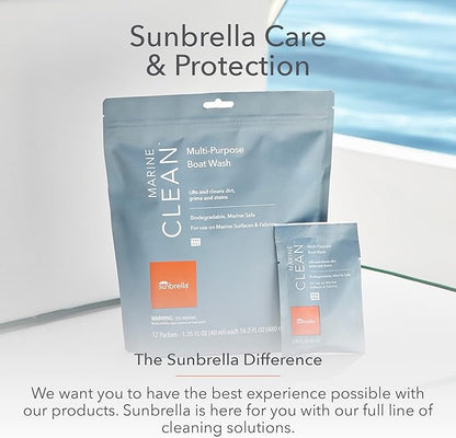 Sunbrella Marine Clean Multi-Purpose Boat Wash | Powerful Concentrated Formula | Clean Your Entire Boat | Removes Dirt, Grime | Safe for Fiberglass, Vinyl, Metal & More | 12 Individual Packets