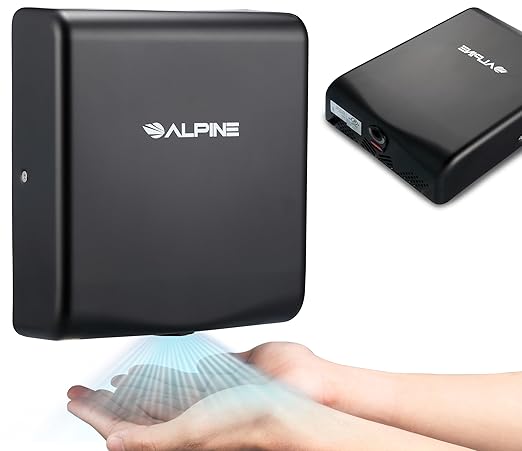 Alpine Hand Dryers for Bathrooms Commercial Extreme Speed Automatic Electric Hand Dryer for Home Bathroom/Restaurant with HEPA Filter, Heat & Speed Control - ADA Compliant (120v Matt Black)